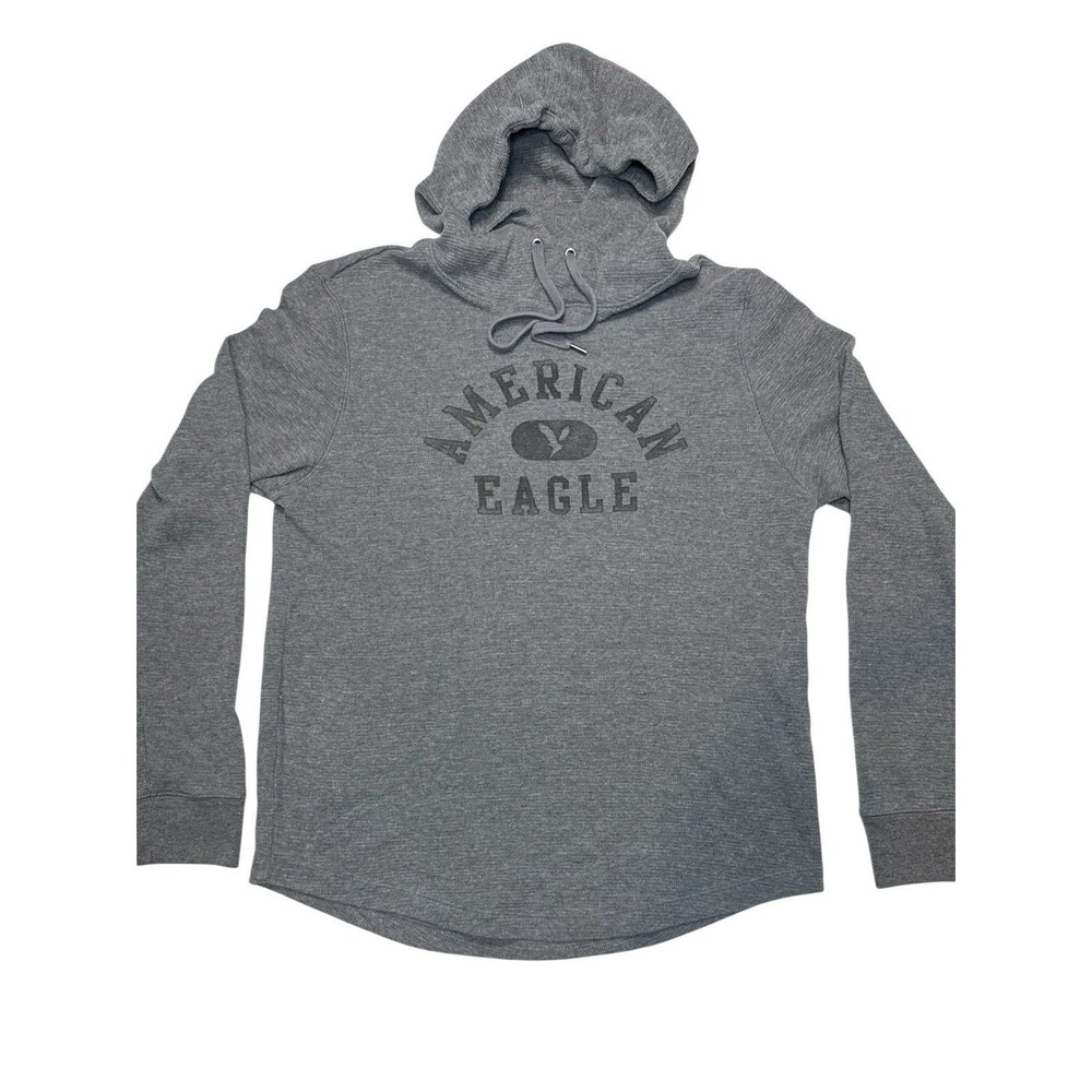 American Eagle Super Soft Graphic‎ Thermal Hoodie Tee Gray Size Small Streetwear